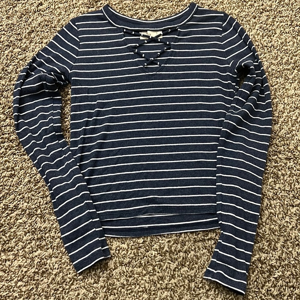 Hollister Striped Long Sleeve Top W/ Lace Size S